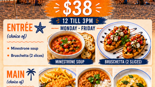 Lunch Special on the beach at Beachcomber Cafe St Kilda